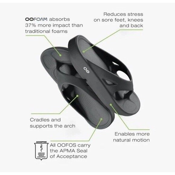 OOFOS OOriginal Recovery Sandal Unisex Men’s 7 Women’s 9 EU 40 BLACK  NWOT main image 11